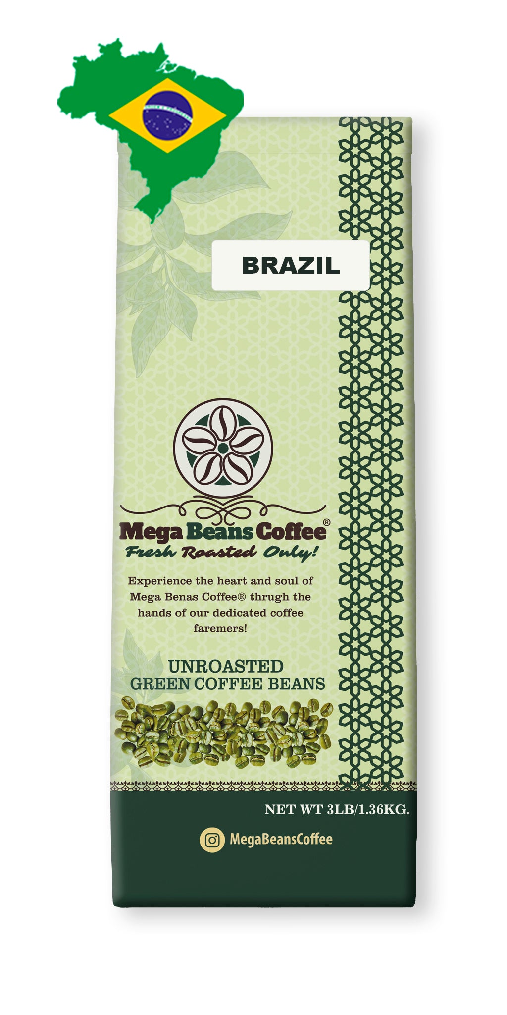Brazil / Unroasted Green Whole Bean Coffee