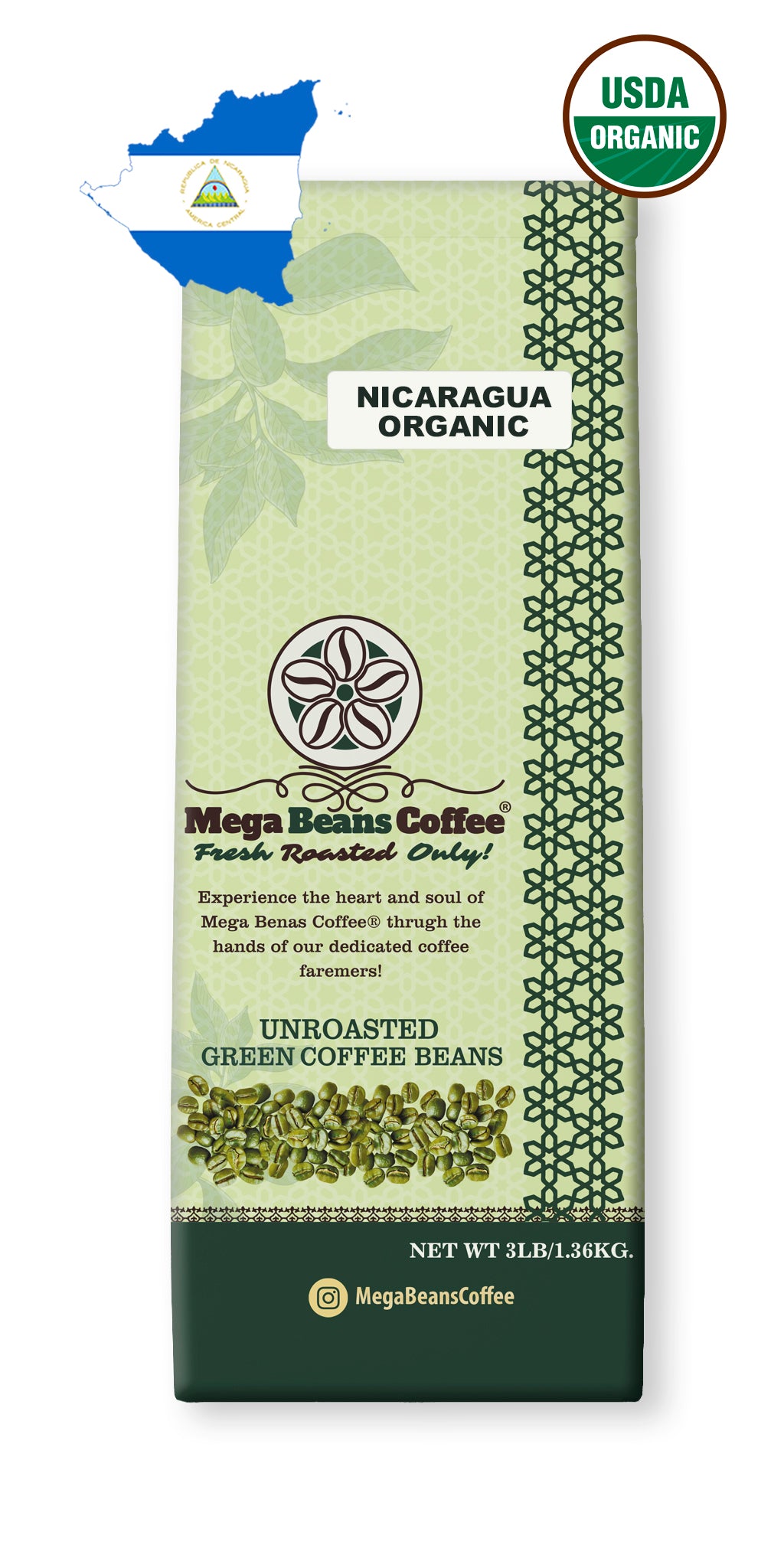 Nicaragua Organic / Unroasted Green Coffee Beans